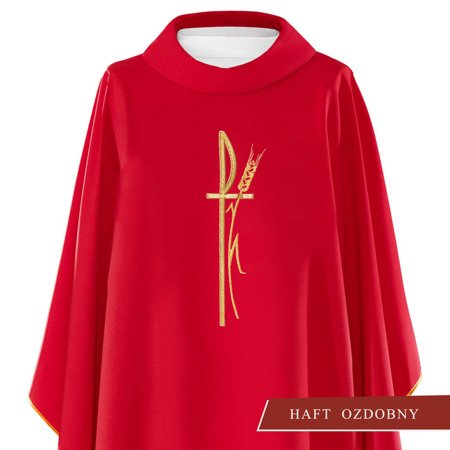 Czerwony ornat liturgiczny haftowany symbol "PAX" 