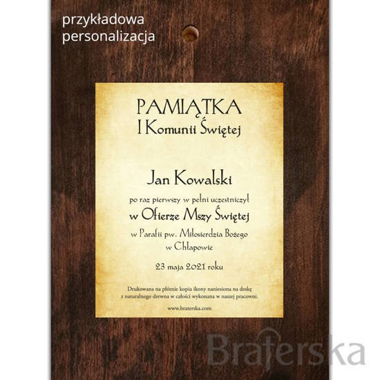 Ikona Eucharystia - Pamiątka I Komunia Święta z personalizacją