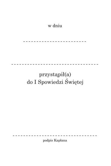 Pamiątka I Spowiedzi Świętej mini format